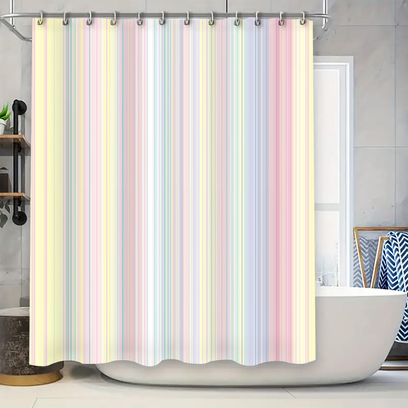 Home Bathroom Colors - Miękka zasłona prysznicowa w paski Pastelowe