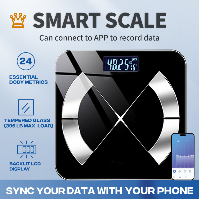 Home Bathroom Scales - Inteligentna waga Bluetooth 180kg/400lb, cyfrowa waga