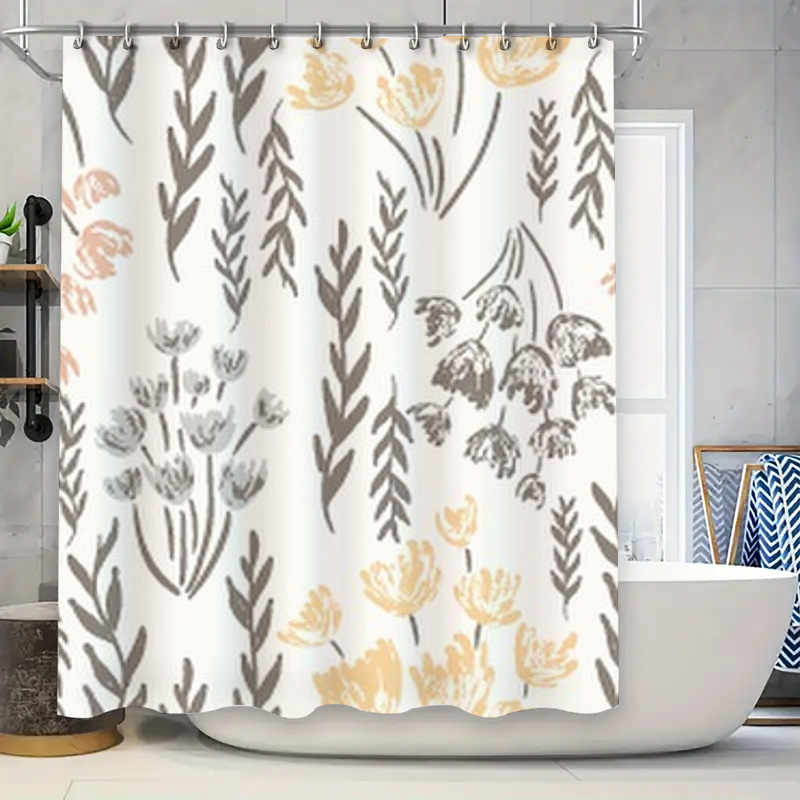 Home Bathroom Colors - Nowoczesna zasłona prysznicowa z kwiatowym nadrukiem