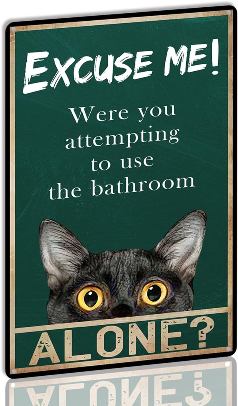 Zabawna tabliczka z czarnym ko – Home Alone Bathroom recenzja i cena
